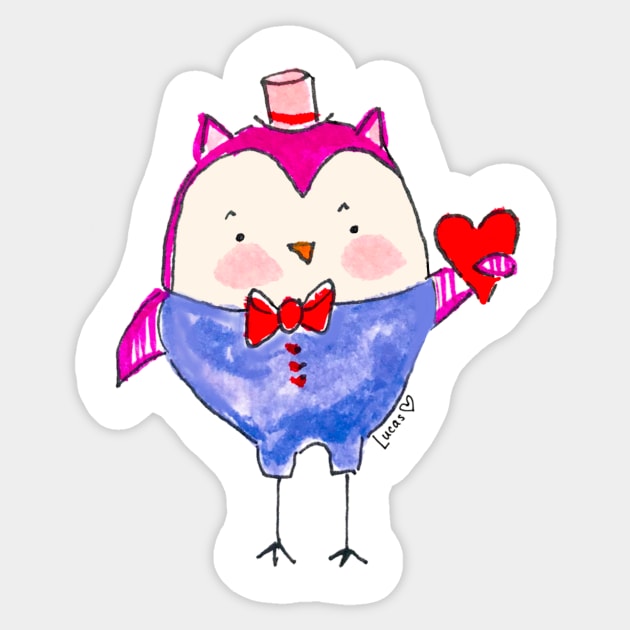 Valentine Treat the Owl Sticker by Lady Lucas